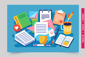 This illustration depicts a desk wit, an Illustration by Tanuart