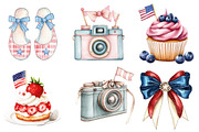 Coquette 4th of July Clipart, an Illustration by Watercolor design (Thumbnail 3 of 5)