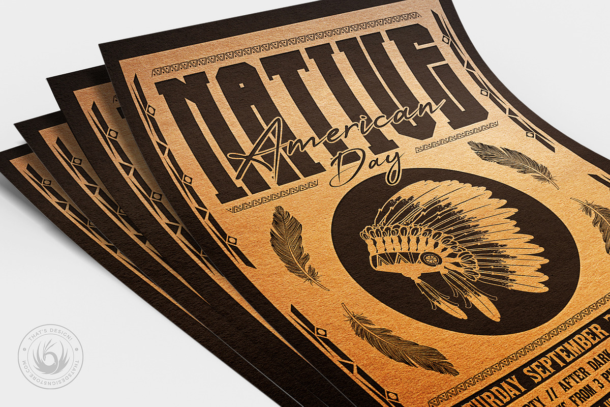 Native American Day Flyer Template 2, a Flyer Template by ThatsDesign Art