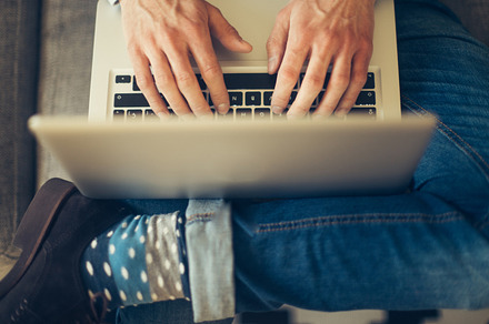 Man working at computer featuring computer, man, and working