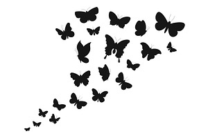 Flying Butterflies Black Icons