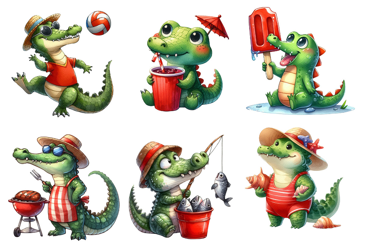 Summer Crocodile Character Clipart, an Illustration by Designworld (Photo 4 of 6)