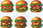 Summer Classic Burger Clipart, an Illustration by Black Bird Studio (Thumbnail 3 of 6)
