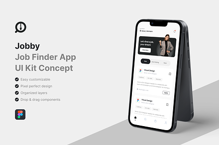 Jobby - Job Finder App UI Kit, an UI Kit Template by iDoodle Studio