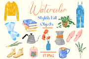 Watercolor stylish fall clipart, an Illustration by Inez Jestine (Thumbnail 1 of 3)
