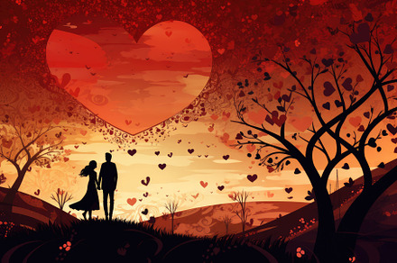 Valentine's day background with silh, a Photo by Iftikhar Alam