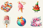 Summer Happy Birthday Clipart, an Illustration by cherrydesign (Thumbnail 5 of 6)