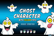 Ghost Character With Yellow Eyes, an Illustration by DesignWolf (Thumbnail 1 of 2)