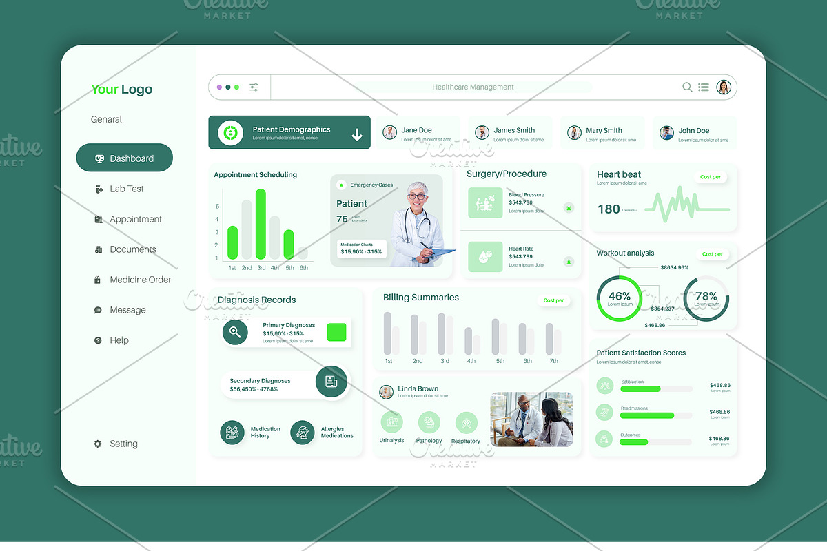 Modern Medical Dashboard UI Template, an UI Kit Template by ClickPaint_Studio (Photo 2 of 4)