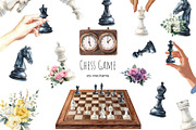 Watercolor chess game clipart, an Object Illustration by Art and Funny (Thumbnail 1 of 8)