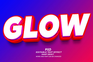 Glow PSD 3d Editable Text Effect