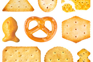 Various cracker biscuits isolated, a Food & Drink Photo by BOOCYS