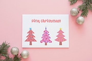 Pink Christmas Tree Set, a Seasonal Illustration by JulyGart (Thumbnail 2 of 6)