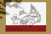 Christmas and  New Year line art, an Animal Illustration by velychko.ua (Thumbnail 5 of 9)