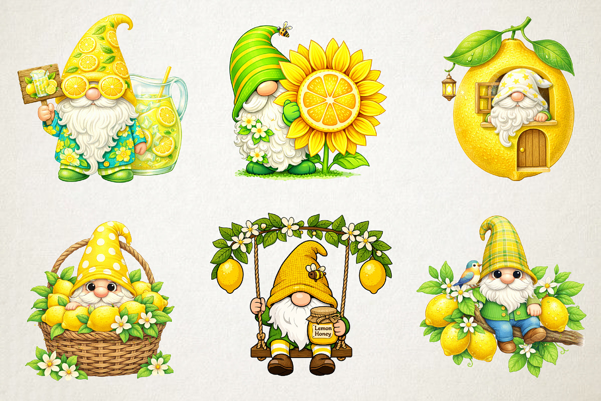Lemon Gnome Sublimation Clipart, an Illustration by RobertsArt (Photo 5 of 5)