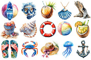 Watercolor Coastal Summer PNG, an Illustration by SinaCreation (Thumbnail 2 of 5)