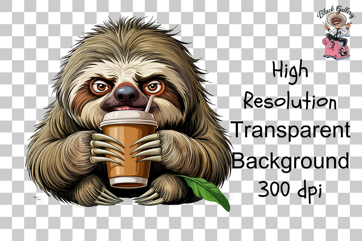 Male Sloth with Coffee Cup PNG, a Graphic by Clipart Bloom (Photo 10 of 11)