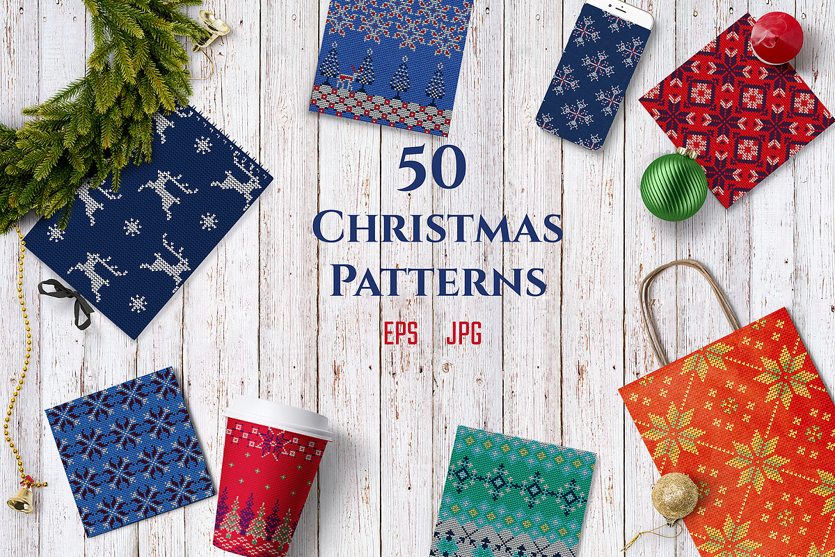 Knitted Christmas Seamless Pattern, a Pattern Graphic by Katyr (Photo 1 of 6)