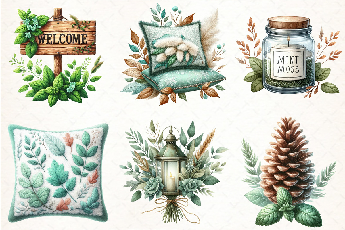Mint Fresh Green Autumn Clipart, an Illustration by Pixels.Craft (Photo 3 of 7)