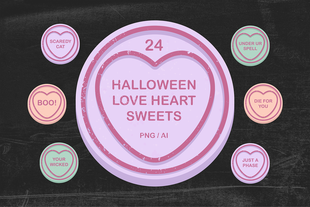 Halloween Love Heart Sweet Vectors, an Object Graphic by MelanthaGraphics (Photo 1 of 2)