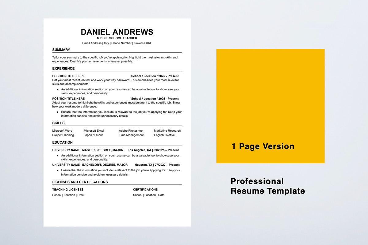 Teacher Resume Template, a Resume Template by KHIDD (Photo 2 of 4)