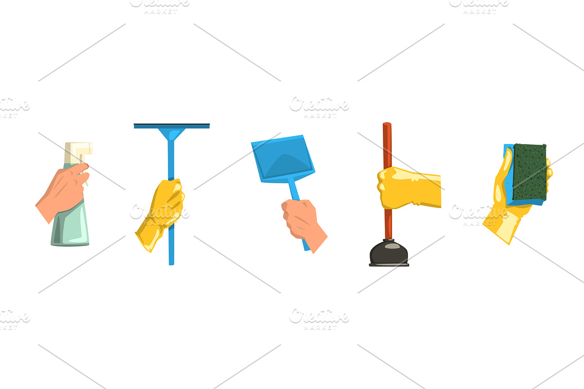 Hand with Cleaning Tool Do Domestic, an Object Illustration by TopVectors