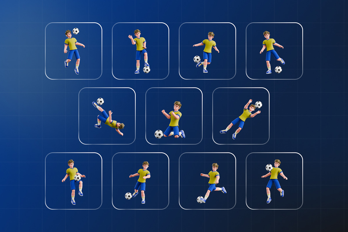Football Player 3D Character Pack, a Characters & Person 3D Model by Haps Space (Photo 4 of 4)