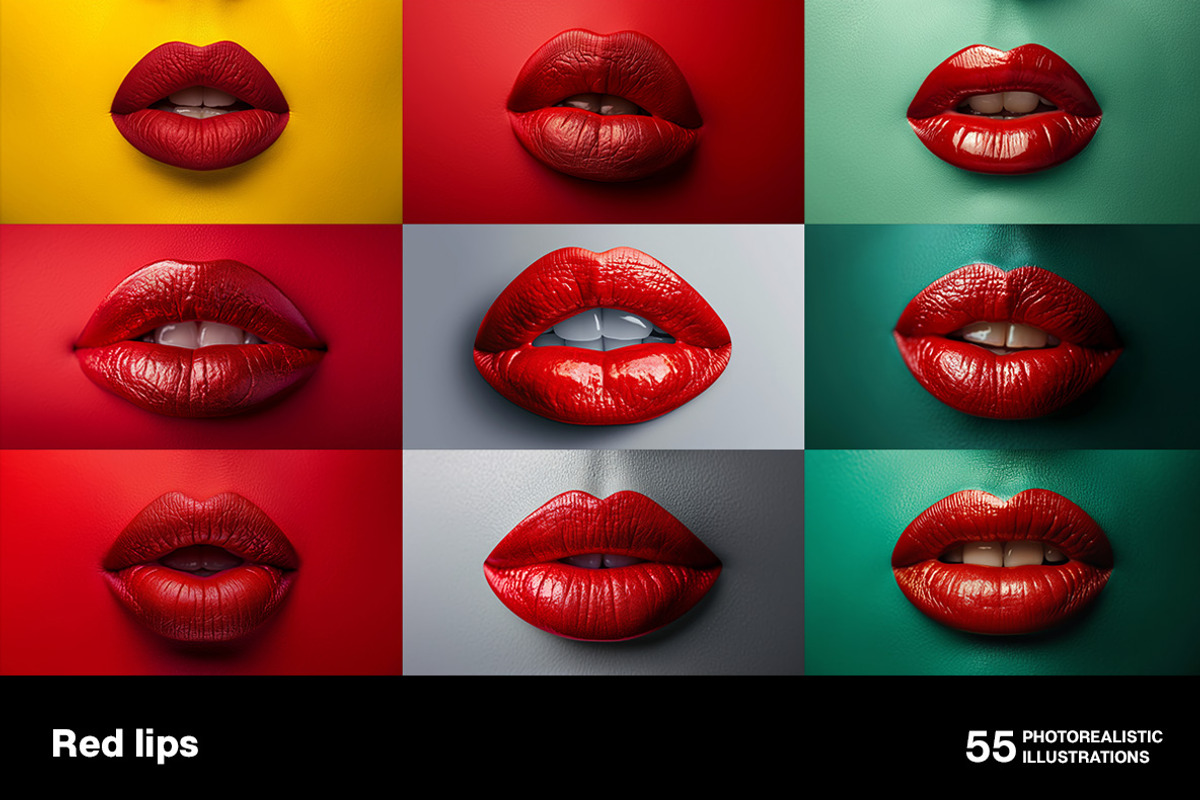 Red lips. Collection, a Beauty & Fashion Photo by Handmadefont (Photo 4 of 12)