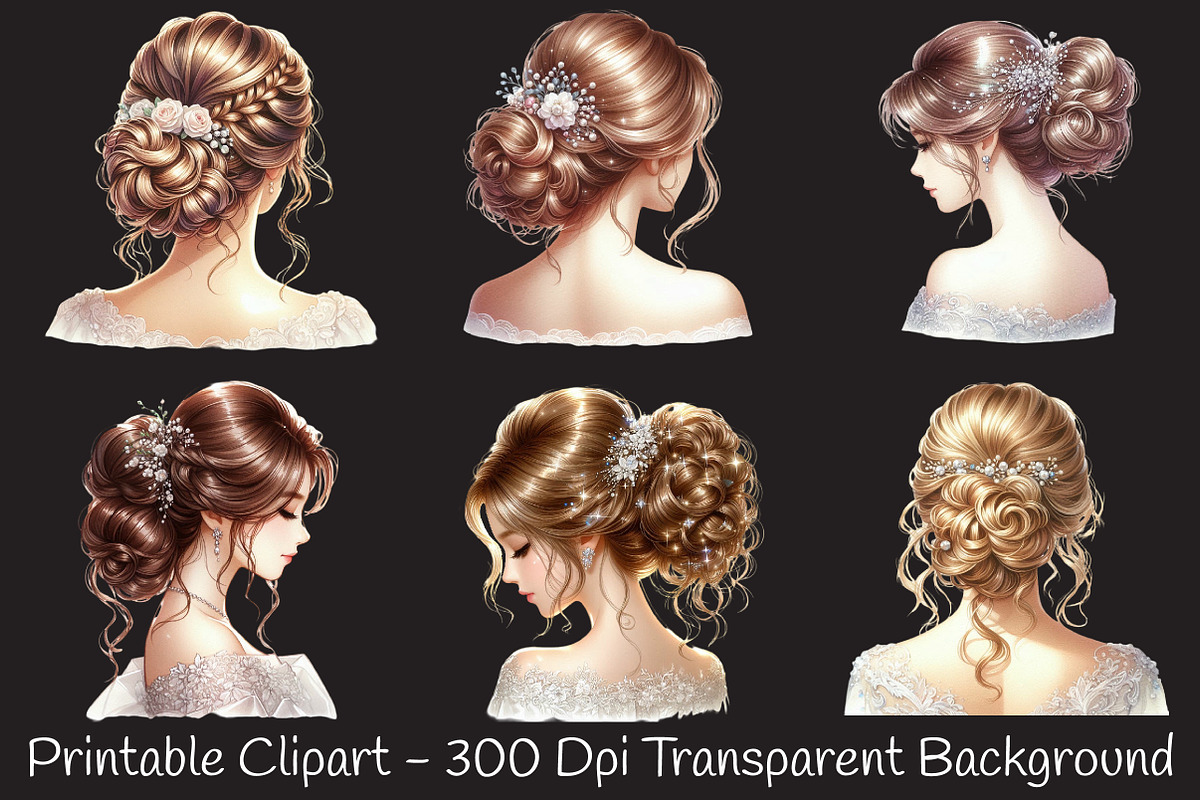 Beautiful Bridal Hairstyle Clipart, a Person Illustration by RobertsArt (Photo 5 of 7)