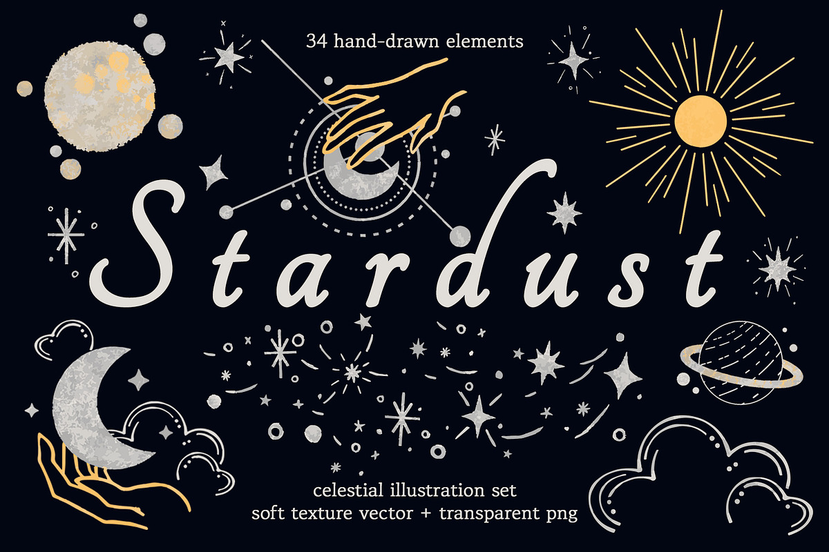 Stardust Celestial Illustration Set, a Texture Illustration by Dawnside Graphic (Photo 1 of 12)