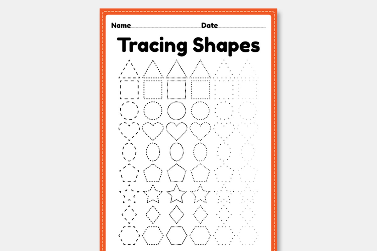 Tracing Shapes Worksheets, an Education Illustration by TukTuk Design (Photo 5 of 6)