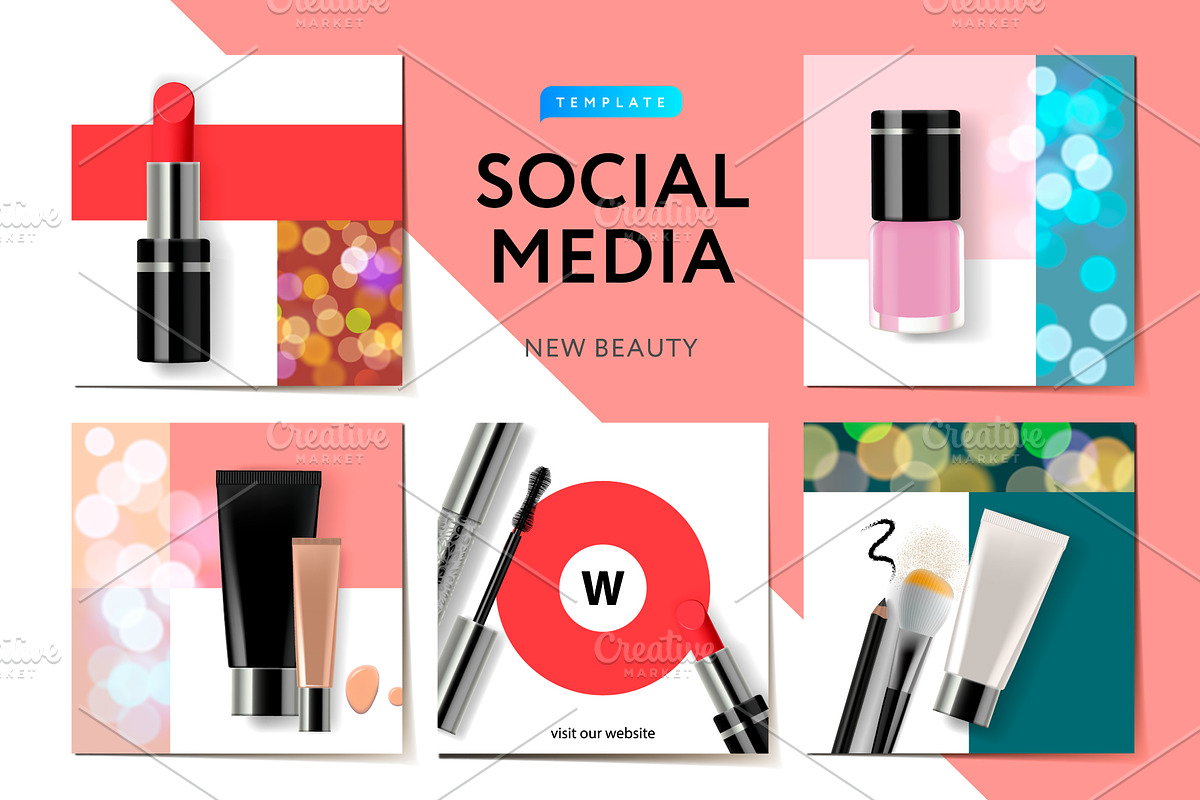 Beauty Social Media Templates, a Social Media Template by PREMIUMVECTOR