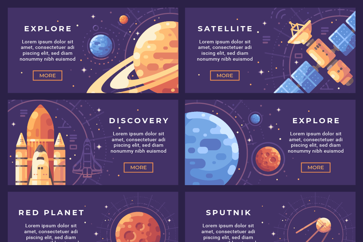 Space research banner set, a Technology Illustration by Ivan Dubovik (Photo 2 of 2)