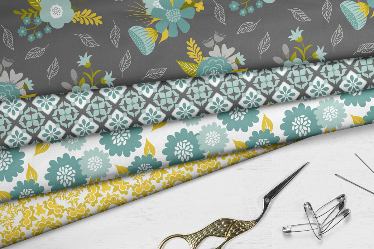 Modern Teal, Grey & Mustard Patterns, a Pattern Graphic by Wild Twig Co (Photo 2 of 5)