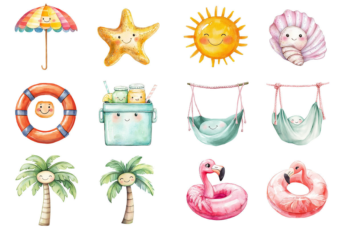 Cute Summer Clipart, a Seasonal Illustration by CitraGraphics (Photo 3 of 7)