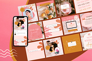 Boho Canva Instagram Post Templates, a Social Media Template by Kurly Creative (Thumbnail 1 of 9)