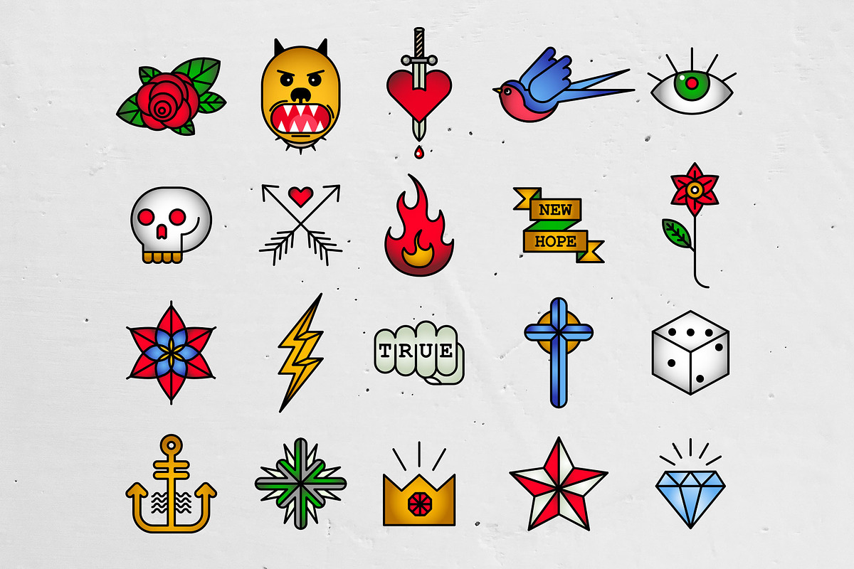 Vintage Old School Tattoo Icons Pack, an Icon by doffdog (Photo 1 of 2)