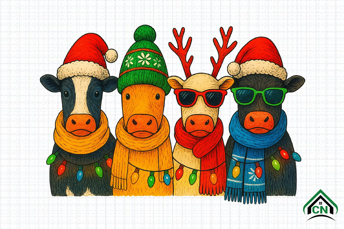 Cow Christmas PNG, an Illustration by Craft Nest (Photo 1 of 6)
