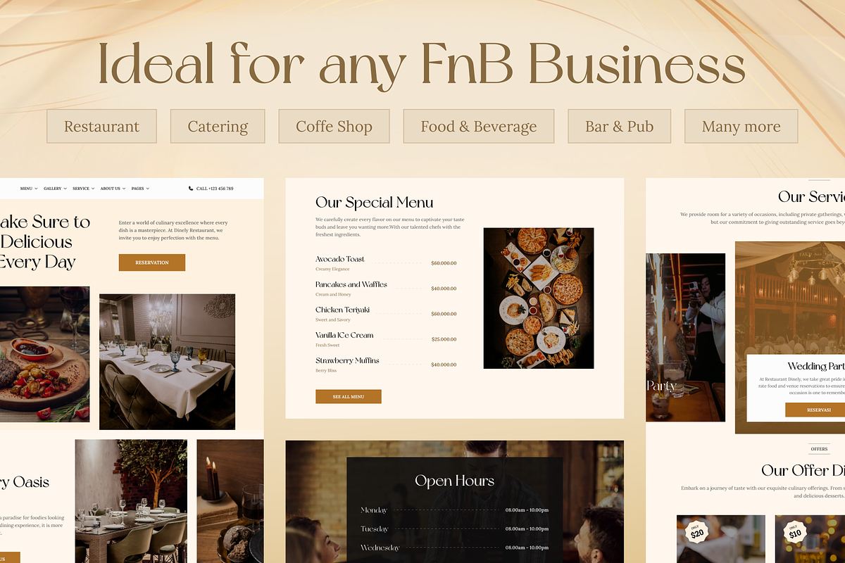 Dinely - Luxury Restaurant Website, an UI Kit Template by dhuhacreative (Photo 6 of 16)