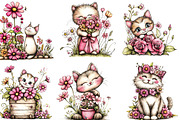 Floral Cat Clipart, an Illustration by Designking (Thumbnail 4 of 5)