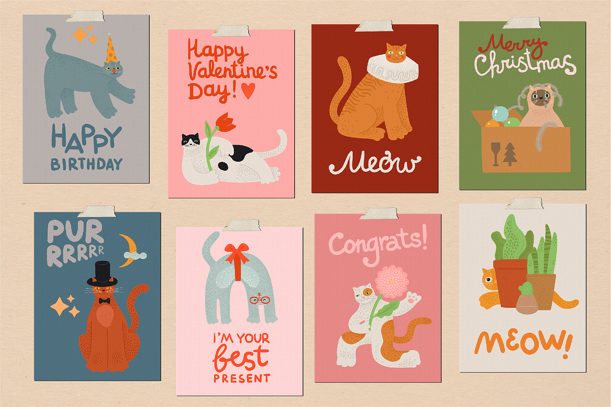 Cat stickers. Vector set. + Pattens., a Pattern Graphic by anna khramtsova (Photo 9 of 14)