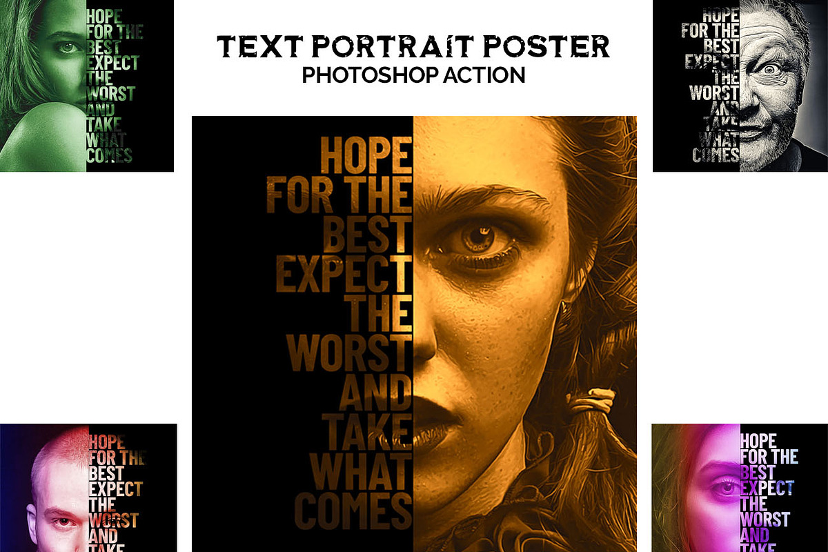 Text Portrait Poster Ps Action, an Action Add-On by Studio Retouch