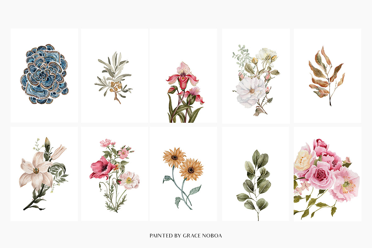 Watercolor floral posters prints, a Decorative Illustration by Grace Noboa Illustrations (Photo 9 of 12)