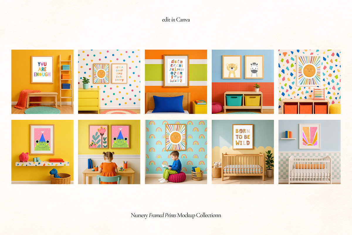 50 Kids Nursery Frame Canva Mockups, a Household Mockup by Matisse Studio (Photo 6 of 10)