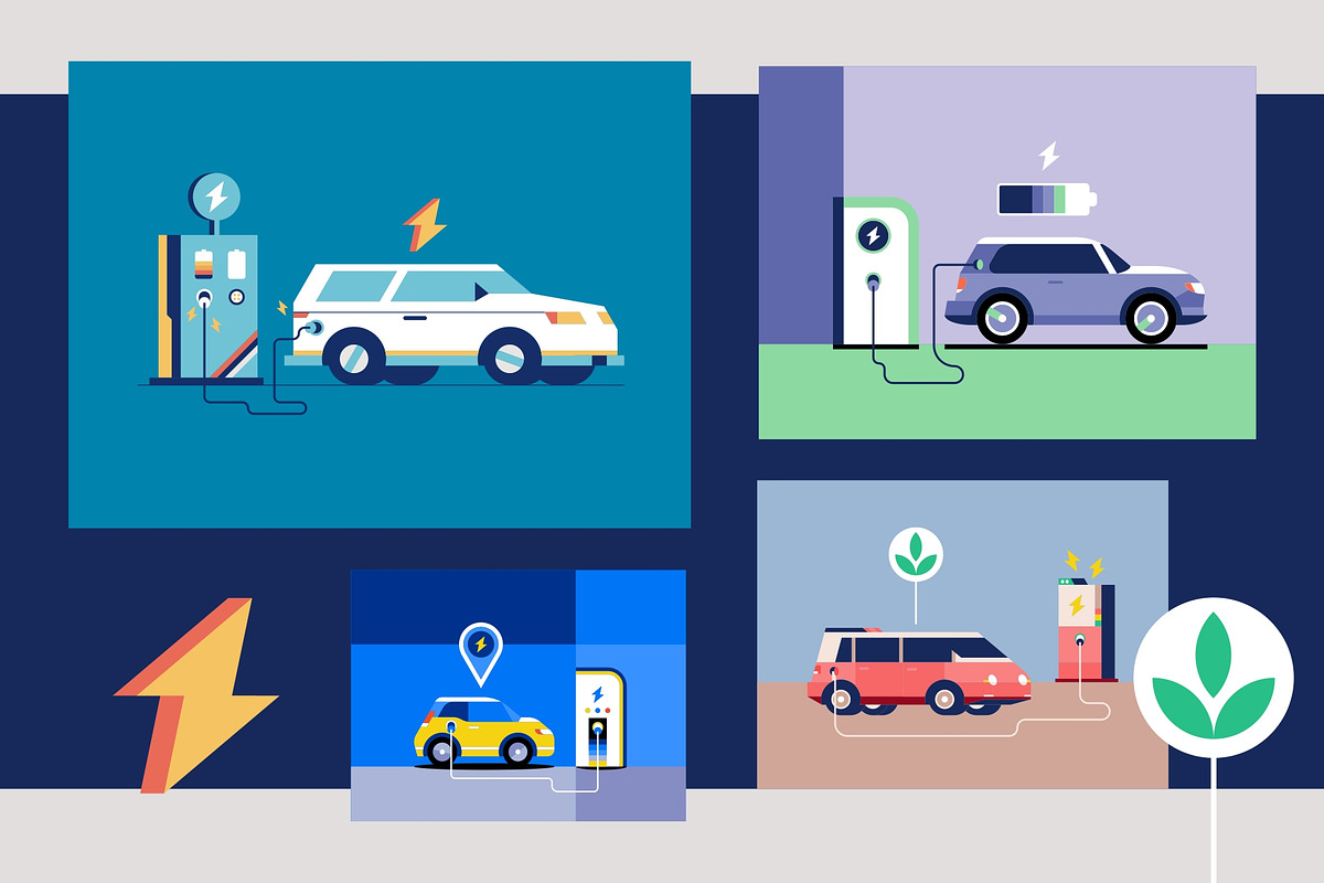 Electric Car Illustrations, a Transportation Illustration by Firowerk (Photo 2 of 4)