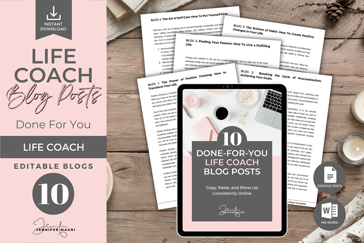 DFY BLOG POSTS FOR LIFE COACH, a Templates & Theme by Jennifer Magri Templates (Photo 1 of 8)