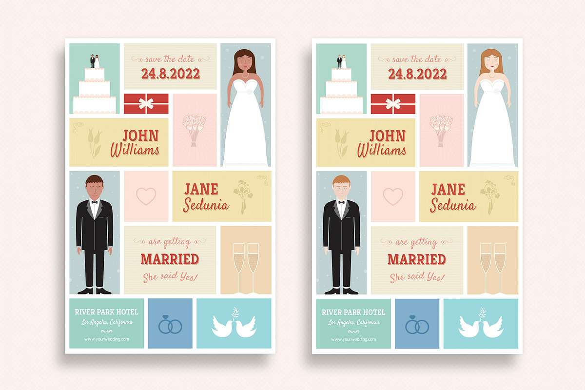 Cute Wedding and Invitation Card, an Invitation Template by Sargatal (Photo 3 of 4)