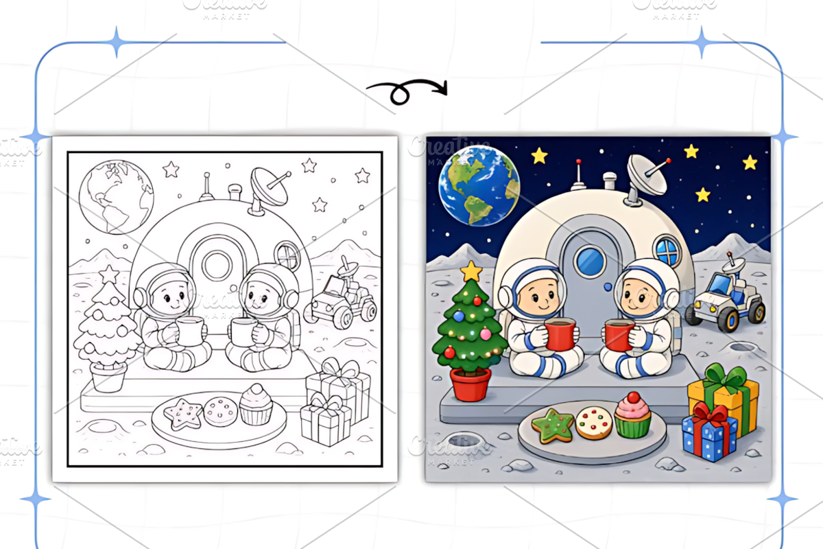 Bold Easy Christmas Space Coloring, a Seasonal Illustration by Design Station (Photo 7 of 8)
