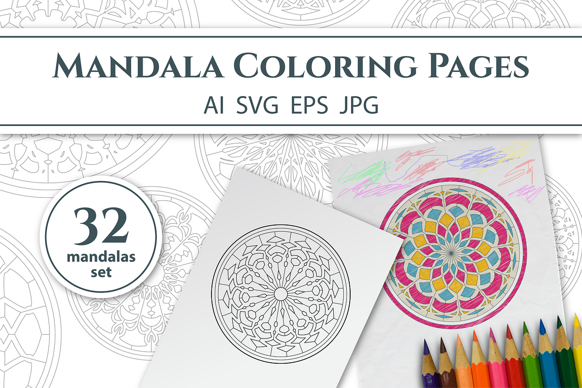 32 Mandalas Coloring Pages, an Object Graphic by dacascas (Photo 1 of 3)
