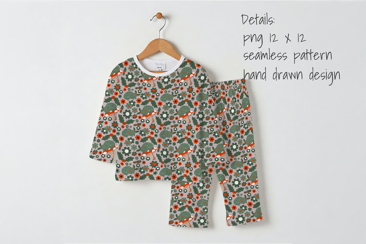 Mushroom & Frog Seamless Pattern, a Pattern Graphic by Little Creative Scribbles (Photo 5 of 6)